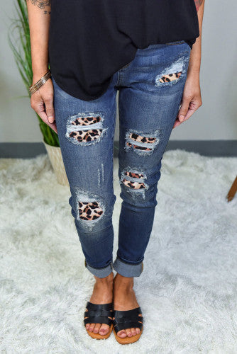 Leopard Distressed Jeans