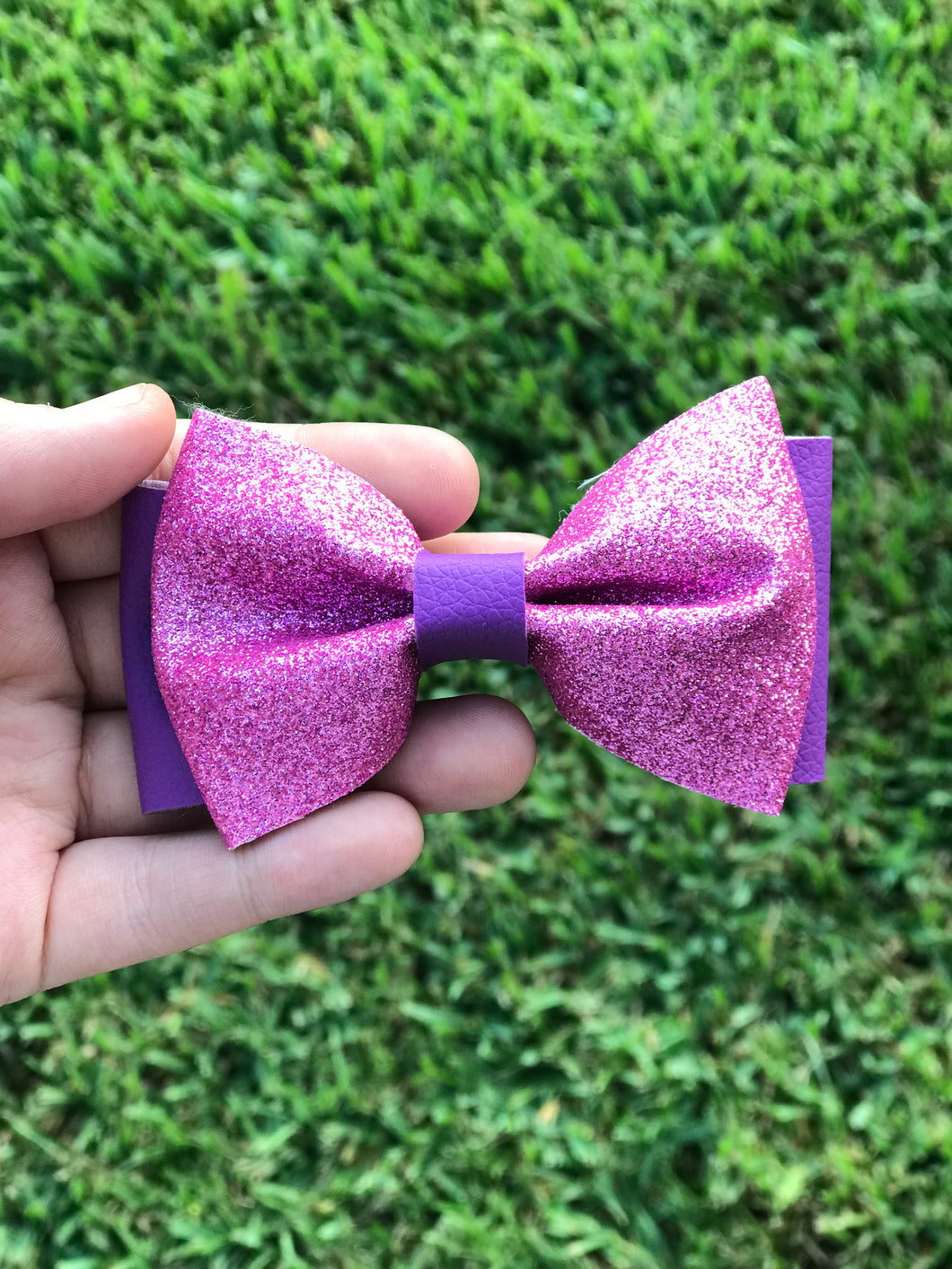 Purple clip on bow